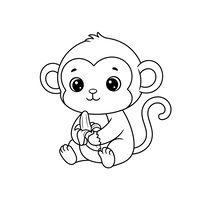 Cute Monkey With Banana