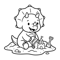 Bebé Triceratops jugando en la arena