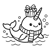 Schattige Narwal met Wintersjaal en Cadeau