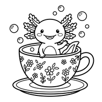 Söt Axolotl i en Tekopp