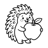 Cute Hedgehog with a Big Apple
