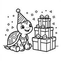Tartaruga di Compleanno con Regali