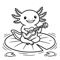 Axolotl Musicien sur un Nénuphar