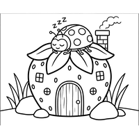 Schlafender Marienkäfer auf Beerenhaus