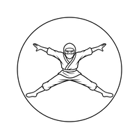 Ninja in Posa d'Azione a Mezzo Salto