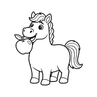 Caballo Feliz con una Manzana