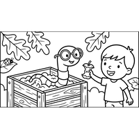 Dreng og orm deler et æbleskrog