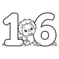 Dinosaurus Lucu Angka 16