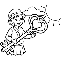 Bambina con una Chiave a Forma di Cuore