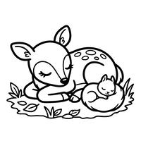 Sleeping Fawn and Bunny