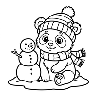 Dolce Panda e Pupazzo di Neve Amici d'Inverno