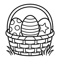 Panier d'œufs de Pâques dans l'herbe