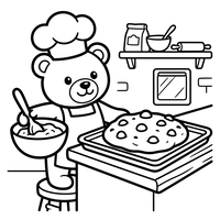 Chef Bear Baking Cookies