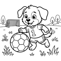 Cățeluș jucând fotbal