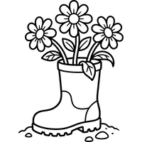 Flores em um Vaso de Bota de Chuva