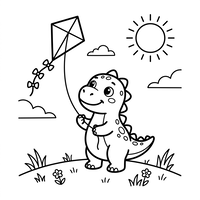 Lindo Bebê Dinossauro Soltando Pipa