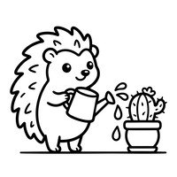 Hedgehog Gardening with a Cactus