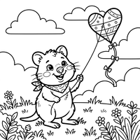 Lindo Hámster con Globo de Corazón