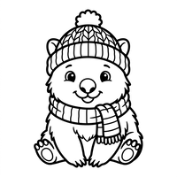 Süßer Winterbär mit Mütze und Schal