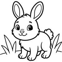 Cute Little Rabbit in Grass