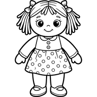 Boneka Kecil Bahagia dengan Gaun Polkadot