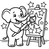 Elefant Bebe Artist Pictând Stele