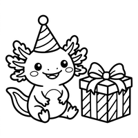 Geburtstags-Axolotl mit Geschenk