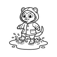 Cute Raccoon in a Raincoat