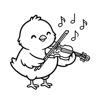 Bébé Poussin Musicien au Violon