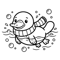 Cute Duck with a Winter Scarf