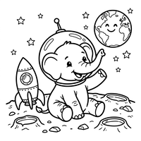 Elefante Bebé Astronauta en la Luna