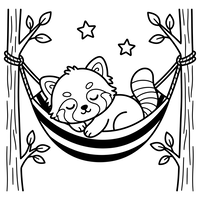Procione che Dorme in un'Amaca nel Bosco