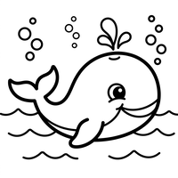 Petite baleine heureuse dans l'océan