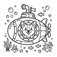 Cucciolo di Corgi in un Sottomarino