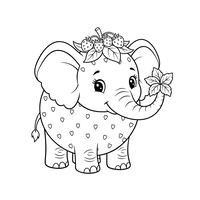 Baby Elephant Strawberry Crown Hearts