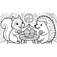 Woodland Friends Sharing Cupcakes