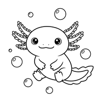 Söt Axolotl med Bubblor