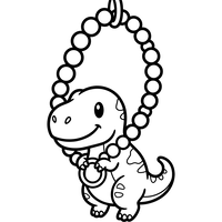 Lindo Bebé Dinosaurio Sosteniendo Anillo de Cuentas