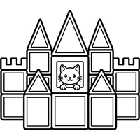 Söt Katt i ett Blockslott