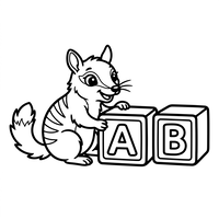 Simpatico scoiattolo con cubetti dell'alfabeto