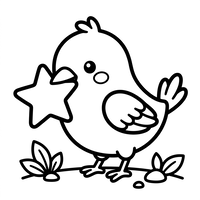 Süßer Vogel mit einem magischen Stern