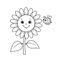 Happy Sunflower and Bee