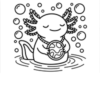 Söt Axolotl med ett Medaljong