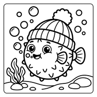 Mignon Poisson-Globe avec un Bonnet d'Hiver