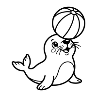 Foca juguetona con pelota de playa