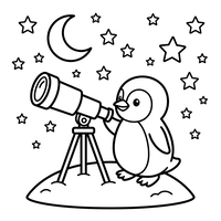 Pinguïn die naar de sterren kijkt