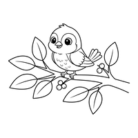 Burung lucu di dahan dengan beri