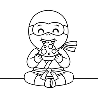 Ninja Felice che Mangia la Pizza