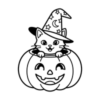 Söt Halloween-kattunge i en pumpa