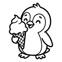 Happy Penguin with Ice Cream